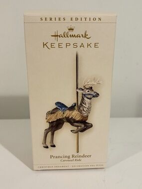 Vintage HALLMARK KEEPSAKE Prancing Reindeer Carousel Ride Christmas Ornament